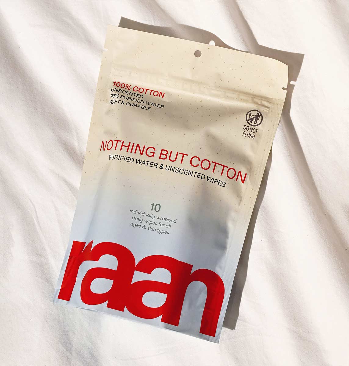 100% COTTON WATER WIPES, UNBLEACHED. POCKET SIZE