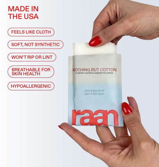 100% Cotton Face and Body Cleansing Wipe for Sensitive Skin (10 Individually Wrapped) – raan 100% Cotton Wipes