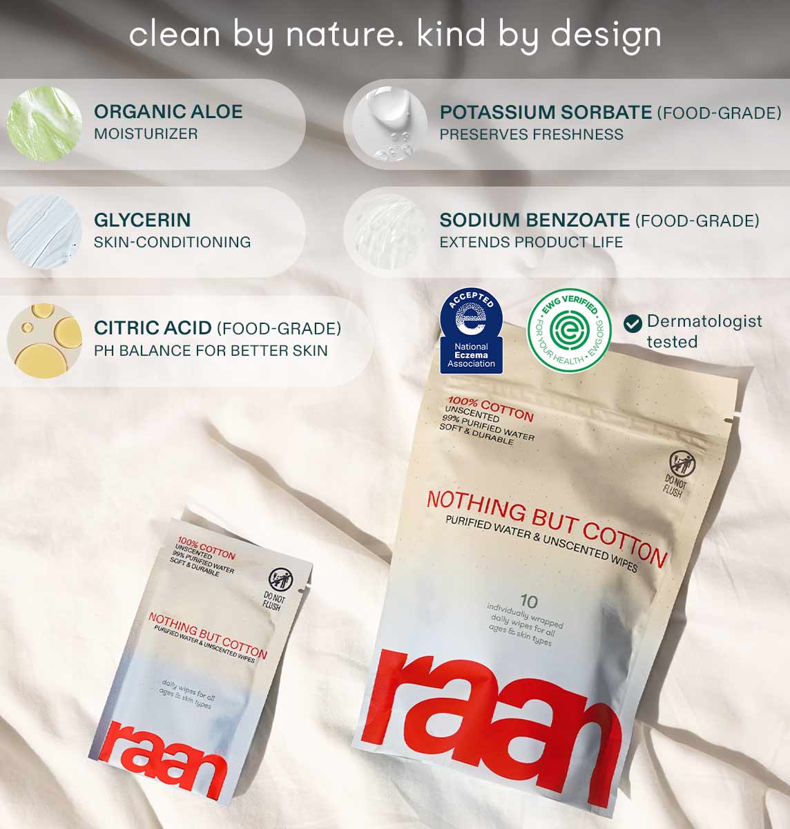 100% Cotton Face and Body Cleansing Wipe for Sensitive Skin (10 Individually Wrapped) – raan 100% Cotton Wipes
