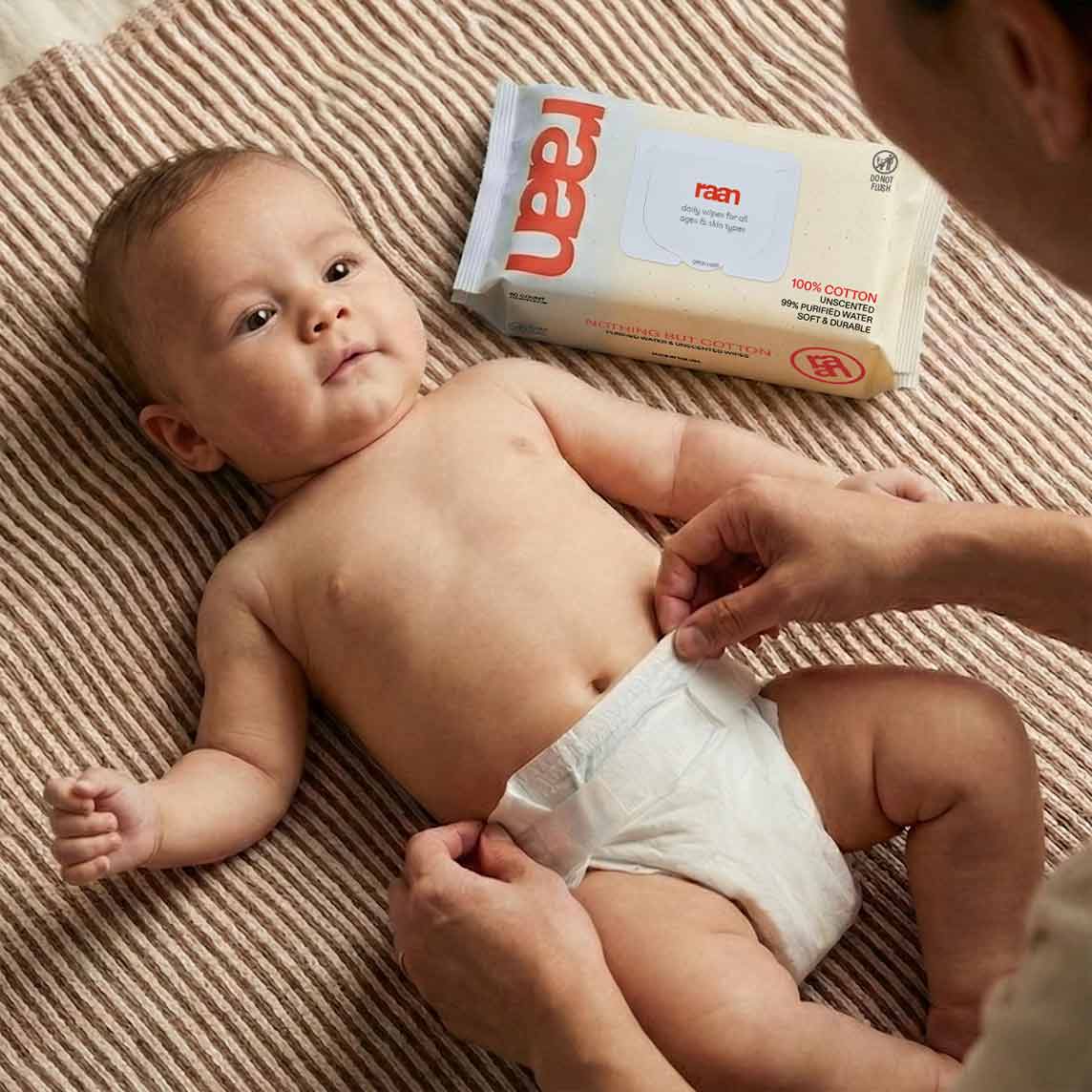 100% COTTON WATER WIPES, UNBLEACHED – raan 100% Cotton Wipes
