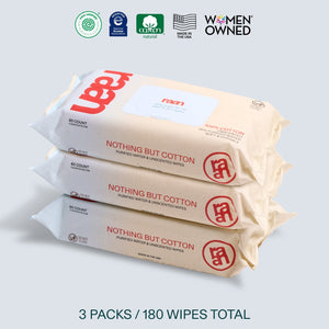 100% COTTON WATER WIPES, UNBLEACHED - 3 PACK BUNDLE – raan 100% Cotton Wipes