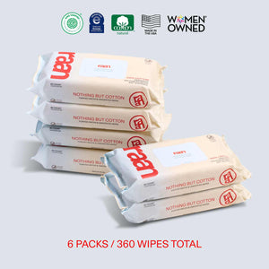 100% COTTON WATER WIPES, UNBLEACHED - 6 PACKS – raan 100% Cotton Wipes