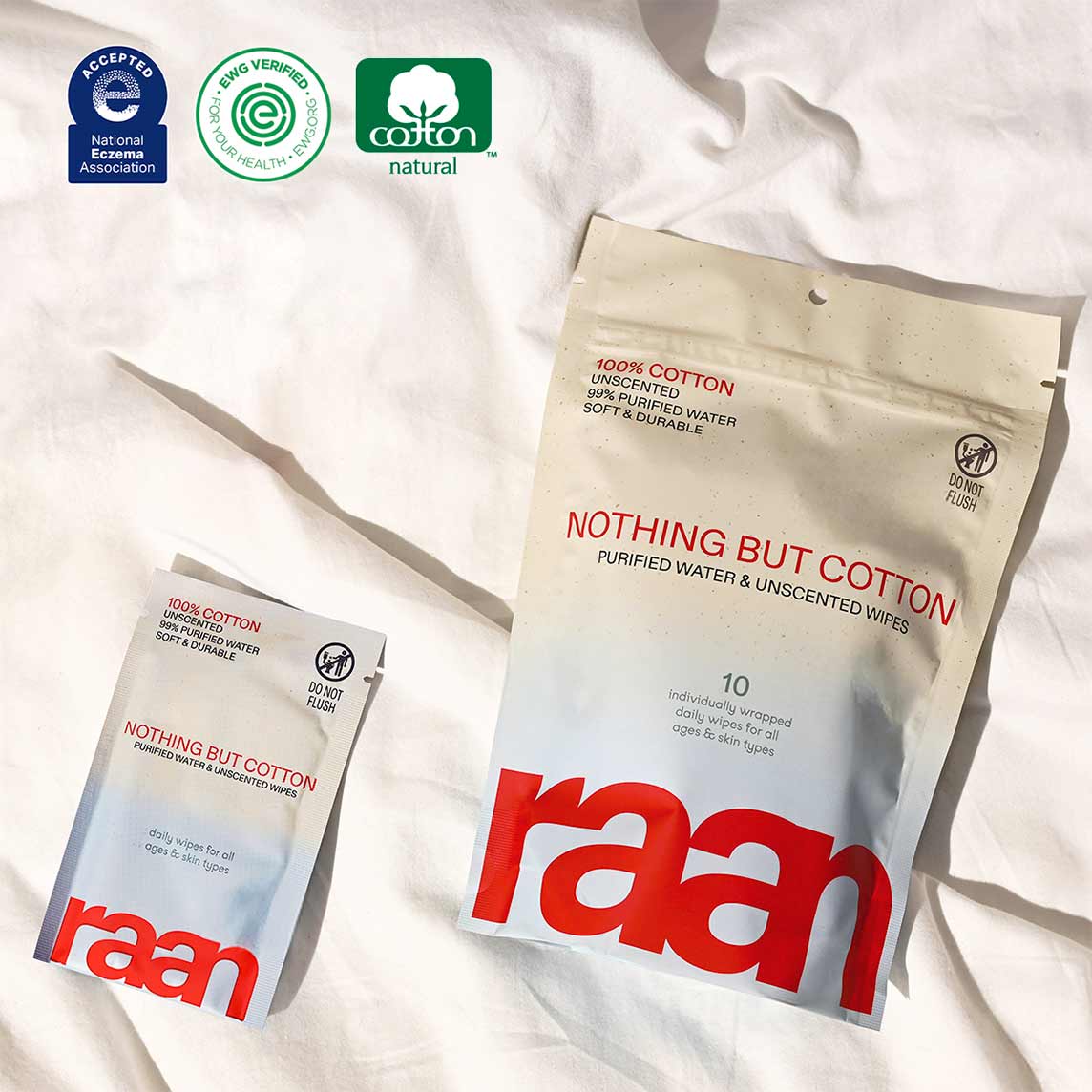 100% COTTON WATER WIPES, UNBLEACHED. POCKET SIZE – raan 100% Cotton Wipes