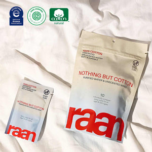 100% COTTON WATER WIPES, UNBLEACHED. POCKET SIZE – raan 100% Cotton Wipes