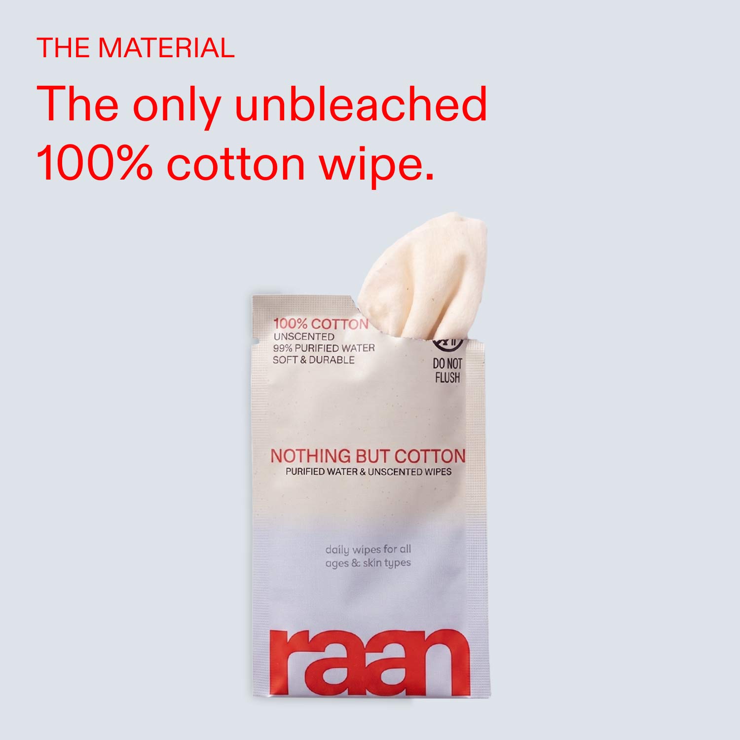 UNBLEACHED, 100% COTTON WATER WIPES. 10 POCKET WIPES