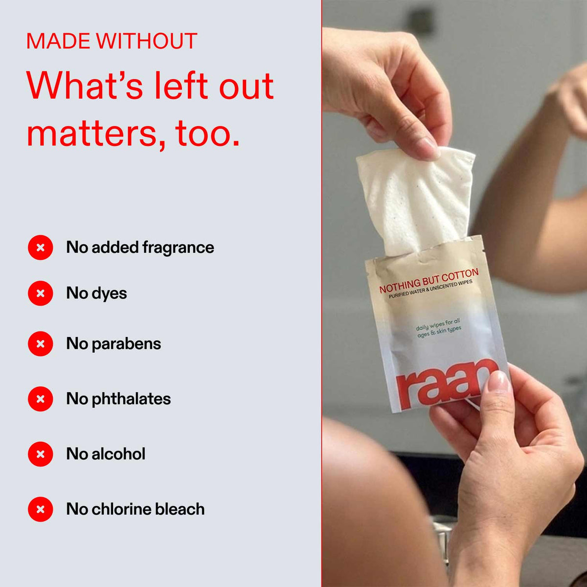 UNBLEACHED, 100% COTTON WATER WIPES. 10 POCKET WIPES
