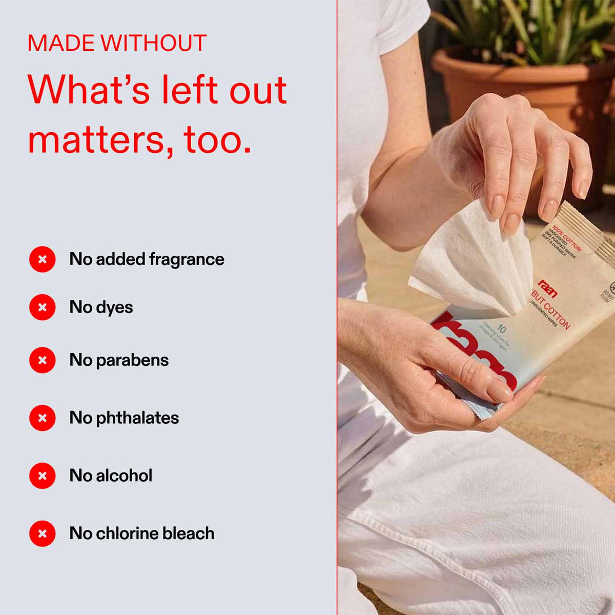 UNBLEACHED, 100% COTTON WATER WIPES. 10 COUNT TRAVEL PACKS