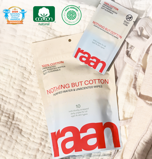 Cloud-Soft Unbleached Cotton Water Wipes, Individually Wrapped