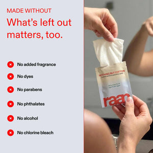UNBLEACHED, 100% COTTON WATER WIPES. 10 POCKET WIPES – raan 100% Cotton Wipes